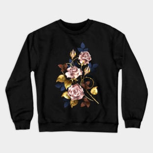 Round frame with pink gold roses Crewneck Sweatshirt